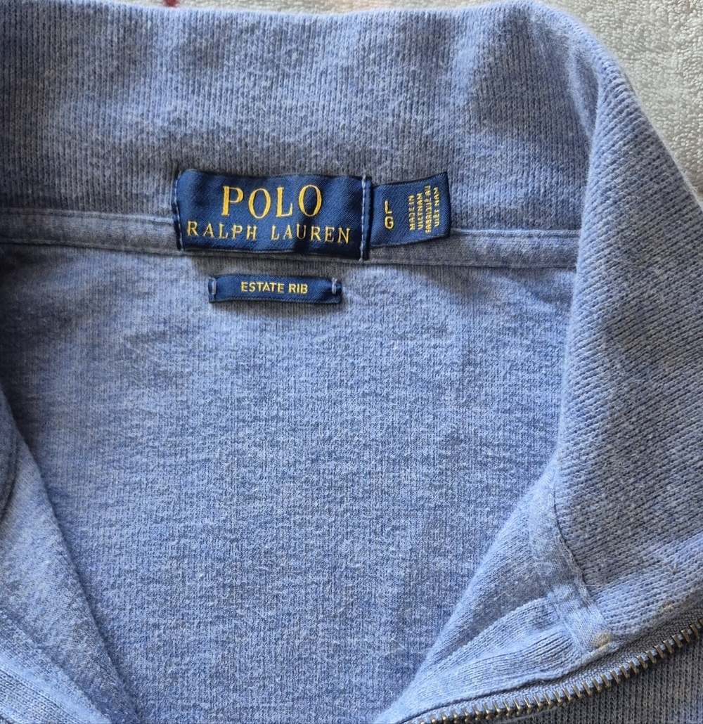 Men's Light Blue Quarter-Zip Polo Sweater - Picture 2 of 6